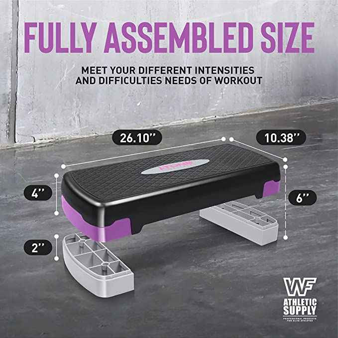 Step Riser Adjustable Exercise Stepper with Risers, Adjustable from 4