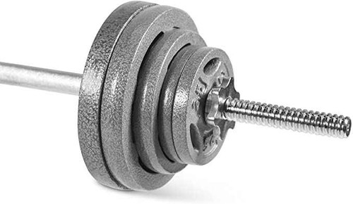 CAP Barbell 75 LB Adjustable Barbell Weight Set with 72-Inch Threaded Chrome Straight Bar Handle, Strength Training for Home Gym Weight Lifting, Gray Grip Plate Sets