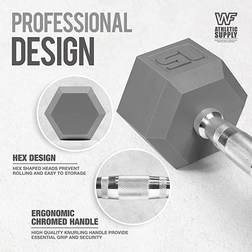 CAP Barbell Color Rubber Encased Hex Dumbbells with Contoured Chrome Handle, Full Body Workout & Strength Training, Weight Size Options - Sold in Pairs CAP Barbell Color Rubber Encased Hex Dumbbells with Contoured Chrome Handle, Full Body Workout & Strength Training, Weight Size Options - Sold in Pairs