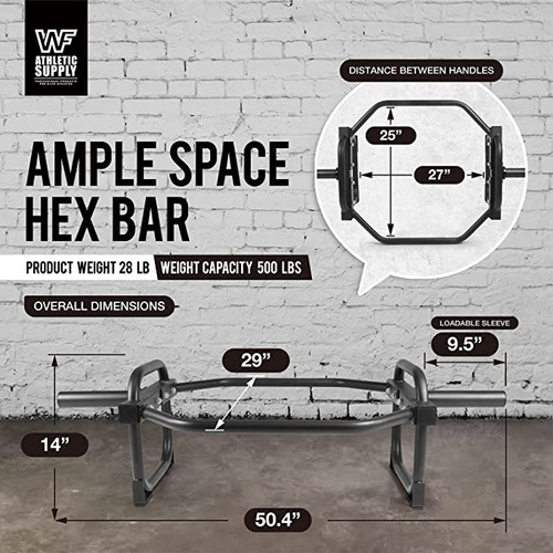 CAP Barbell Olympic Trap Bar, Hex Deadlifting Bar, 2-Inch Shrug Bar with Raised Handles for Squats & Deadlifts CAP Barbell Olympic Trap Bar, Hex Deadlifting Bar, 2-Inch Shrug Bar with Raised Handles for Squats & Deadlifts