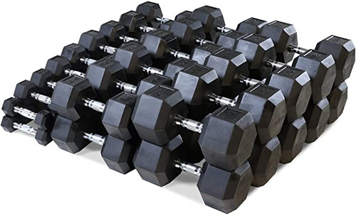 CAP Barbell 5-100 LB Rubber Coated Hex Dumbbell Set, Multiple Choices Available - Dumbbells Only CAP Barbell 5-100 LB Rubber Coated Hex Dumbbell Set, Multiple Choices Available - Dumbbells Only