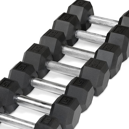 CAP Barbell 5-25Lb Straight Handle Rubber Coated Hex Dumbbell Set with Two Tier Storage Rack Non-Slip Hex Shape for Muscle Toning, Strength Building & Weight Loss - Multiple Choices Available CAP Barbell 5-25Lb Straight Handle Rubber Coated Hex Dumbbell Set with Two Tier Storage Rack Non-Slip Hex Shape for Muscle Toning, Strength Building & Weight Loss - Multiple Choices Available