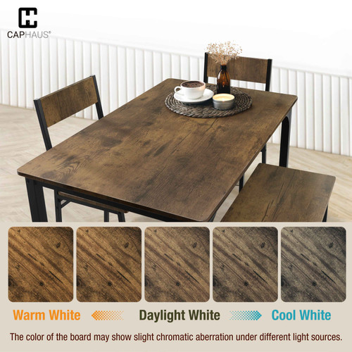 4 Pieces Dining Table Set for 4 w/Bench and Chairs