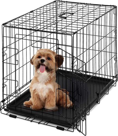 Foldable Dog Crate Wire Metal Dog Kennel w/Leak-Proof Pan Foldable Dog Crate Wire Metal Dog Kennel w/Leak-Proof Pan