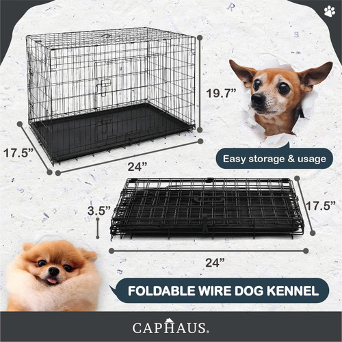 Foldable Dog Crate Wire Metal Dog Kennel w/Leak-Proof Pan Foldable Dog Crate Wire Metal Dog Kennel w/Leak-Proof Pan