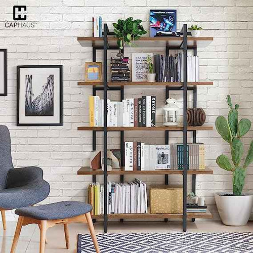 86" Height Vintage Industrial Bookcase, 5-Tier / 6-Tier