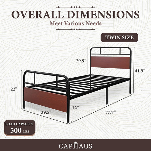 Metal Bed Frame with Wooden Headboard and Footboard Metal Bed Frame with Wooden Headboard and Footboard
