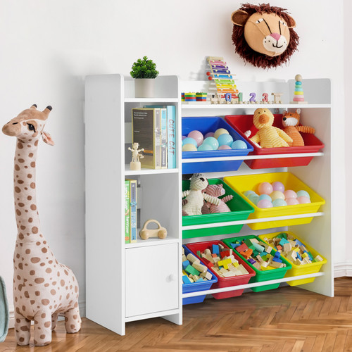 Toy Organizer with 8 Plastic Bins Toy Organizer with 8 Plastic Bins