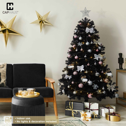 Black & White Artificial Christmas Tree w/ Pre-Hinged Branch Tip & Foldable Stand, 4.5ft / 6ft