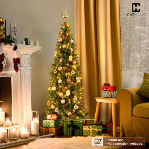 Artificial Pinecones, Berries Christmas Pencil Pre-lit Tree, 4.5ft / 6ft / 7.5ft Artificial Pinecones, Berries Christmas Pencil Pre-lit Tree, 4.5ft / 6ft / 7.5ft