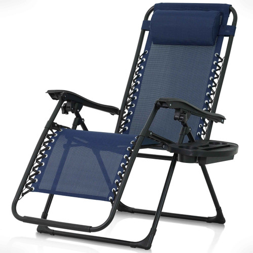 Zero Gravity Chair, Folding Reclining Chair w/ Side Tray