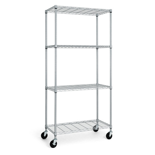 NSF Commercial Grade Heavy Duty Silver Grey Wire Shelving w/Wheels NSF Commercial Grade Heavy Duty Silver Grey Wire Shelving w/Wheels