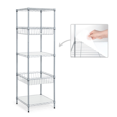 NSF 2 to 4 Tier / 5 Tier / 6 Tier Wire Shelving Basket Shelves, Storage Rack Corner Shelves, Sliver Grey NSF 2 to 4 Tier / 5 Tier / 6 Tier Wire Shelving Basket Shelves, Storage Rack Corner Shelves, Sliver Grey