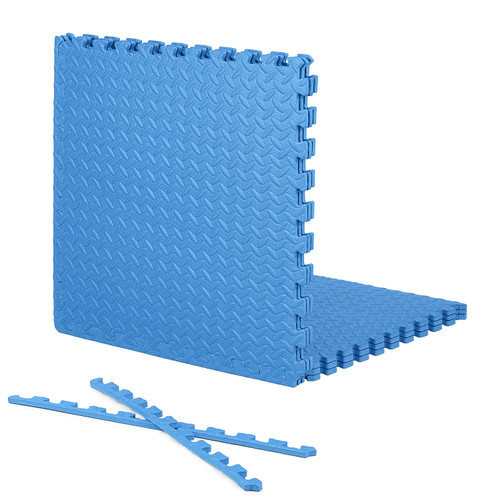 1/2-Inch Thickness Interlocking Reversible Exercise Foam Mats, Diamond Pattern Gym Flooring Tiles, Blue 1/2-Inch Thickness Interlocking Reversible Exercise Foam Mats, Diamond Pattern Gym Flooring Tiles, Blue