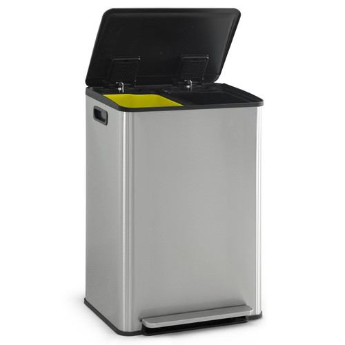 Dual Trash Can with Lid and 2 Compartment, 30L+30L (2 x 8 Gallon)