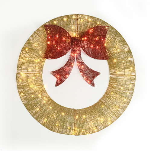 36” Lighted Metal Christmas Wreath, 3 FT Foldable Christmas Reef with 120 LED Lights 36” Lighted Metal Christmas Wreath, 3 FT Foldable Christmas Reef with 120 LED Lights