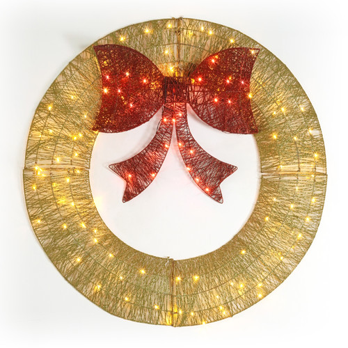 48” Lighted Metal Christmas Wreath, 4 FT Foldable Christmas Reef with 140 LED Lights  48” Lighted Metal Christmas Wreath, 4 FT Foldable Christmas Reef with 140 LED Lights