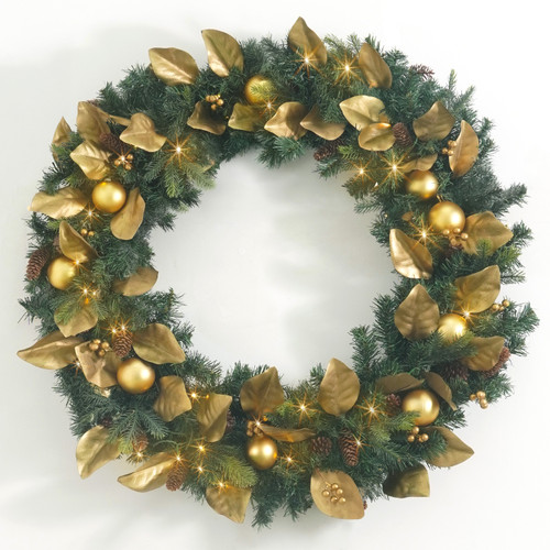 Lighted Christmas Magnolia & Eucalyptus Wreath, Pre-lit Artificial Door Wreath for Xmas Lighted Christmas Magnolia & Eucalyptus Wreath, Pre-lit Artificial Door Wreath for Xmas
