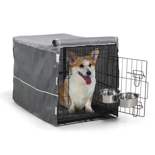 30-Inch Single Door Dog Crate Kit w/ Crate Cover, Dog Bed and Two Bowls 30-Inch Single Door Dog Crate Kit w/ Crate Cover, Dog Bed and Two Bowls