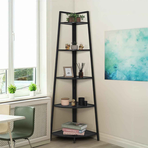 5-Tier Corner Ladder Shelf Tall Stand, available in 5 colors