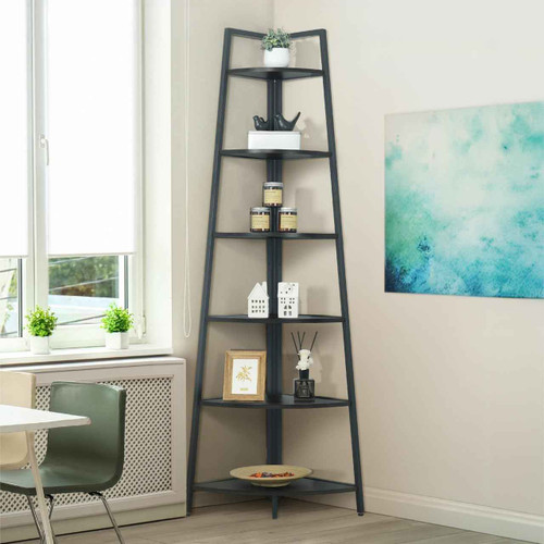 6-Tier Corner Ladder Shelf Tall Stand, available in 5 colors
