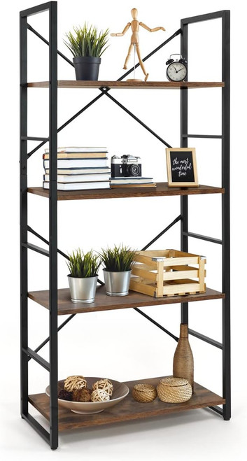 4-Tier Vertical Industrial Bookshelf