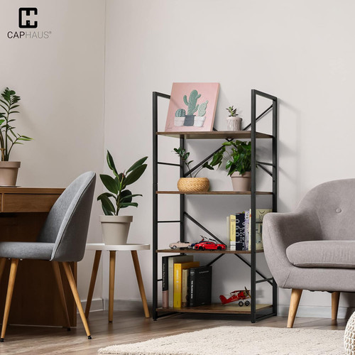 4-Tier Vertical Industrial Bookshelf