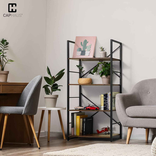 4-Tier Vertical Industrial Bookshelf