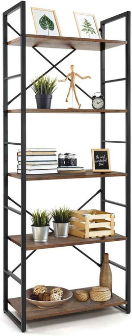 5-Tier Vertical Industrial Bookshelf