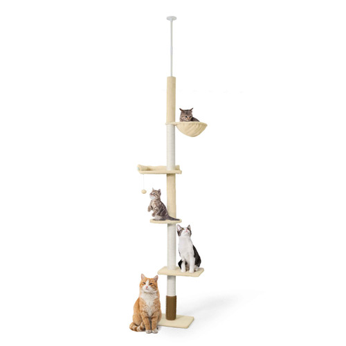 Floor to Ceiling Cat Tree with Adjustable Height 104-115 Inch