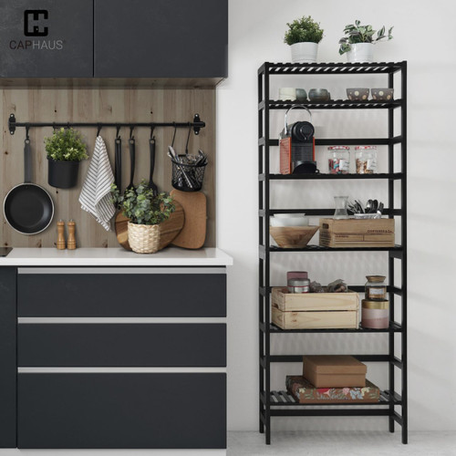 6-Tier Bamboo Shelf, Bamboo Open Storage Bookcase with Adjustable Layer, 3 Colors