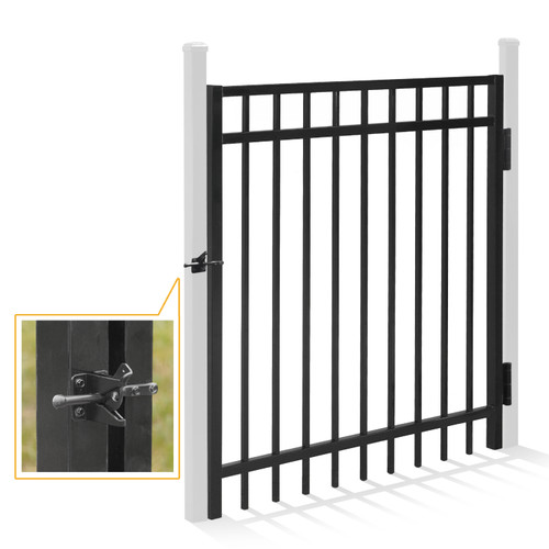 4FT Height X 4FT Width Heavy Duty Flat Top Fence Gate with Lock Attachment, Multiple Options 4FT Height X 4FT Width Heavy Duty Flat Top Fence Gate with Lock Attachment, Multiple Options