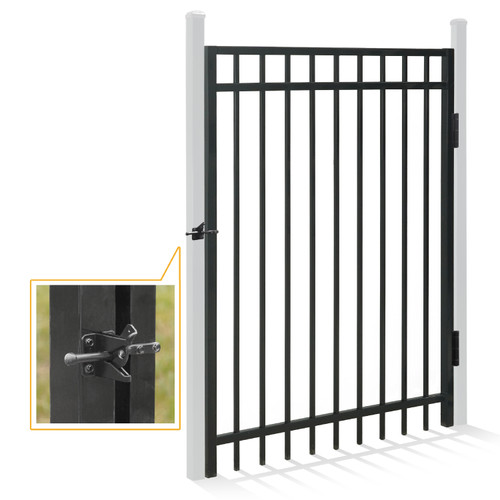 5FT Height X 4FT Width Heavy Duty Flat Top Fence Gate with Lock Attachment, Multiple Options 5FT Height X 4FT Width Heavy Duty Flat Top Fence Gate with Lock Attachment, Multiple Options