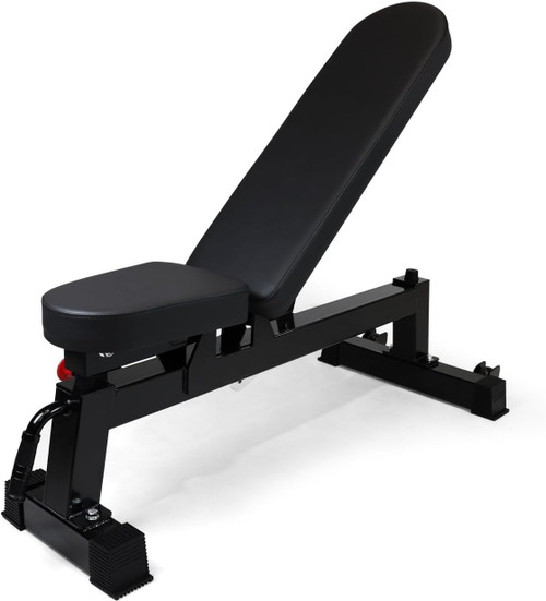 Commercial Grade 7 Position Utility Adjustable Bench with Wheels, Black Commercial Grade 7 Position Utility Adjustable Bench with Wheels, Black