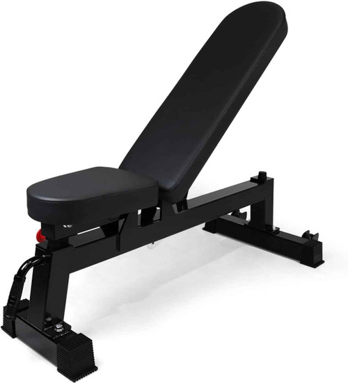 Commercial Grade 7 Position Utility Adjustable Bench with Wheels, Black