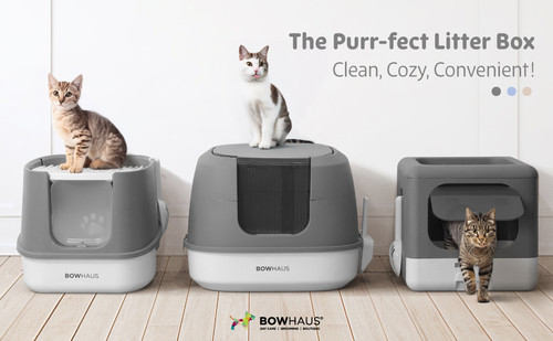 Detachable 3-in-1 Cat Litter Box with Lid, Large Anti-Leak Design, Includes Scoop, Cat Mat & Odor Filter