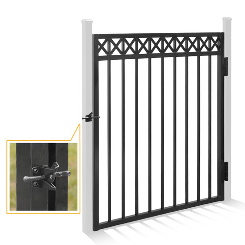 4FT Height x 4FT Width Heavy Duty Flat Top X-Pattern Decorative Fence Gate, Multiple Options 4FT Height x 4FT Width Heavy Duty Flat Top X-Pattern Decorative Fence Gate, Multiple Options