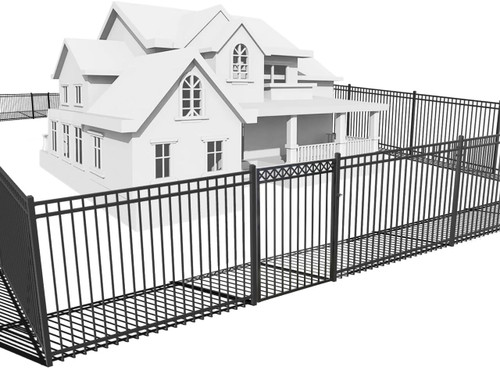 Heavy Duty Flat Top Fence Barrier Kit with 4FT Height X 6FT Width Panels, Decorative Gate, Posts & Connectors, Multi-options Heavy Duty Flat Top Fence Barrier Kit with 4FT Height X 6FT Width Panels, Decorative Gate, Posts & Connectors, Multi-options