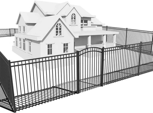 Heavy Duty Flat Top Fence Barrier Kit with 5FT Height X 6FT Width Panels, Arched Gate, Posts & Connectors, Multi-options