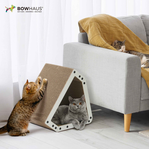 Cat Scratcher Lounger with Reversible Five-Layer Cardboard Design, House Style