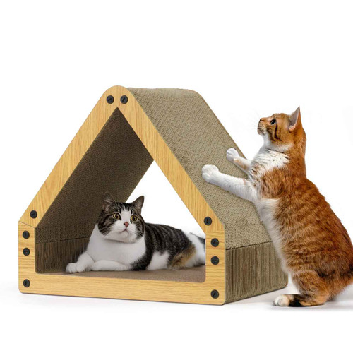 Cat Scratcher Lounger with Reversible Five-Layer Cardboard Design, House Style