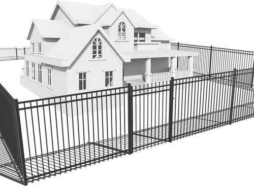 Heavy Duty Flat Top Fence Barrier Kit with 4FT Height X 8FT Width Panels, Pinnacle Gate, Posts & Connectors, Multi-options