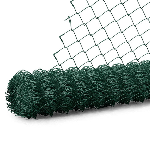 9 Gauge Green Vinyl Coated Galvanized Steel Chain Link Fence Fabric, Diamond Mesh Size 2-3/8 Inch, Multiple Options 9 Gauge Green Vinyl Coated Galvanized Steel Chain Link Fence Fabric, Diamond Mesh Size 2-3/8 Inch, Multiple Options