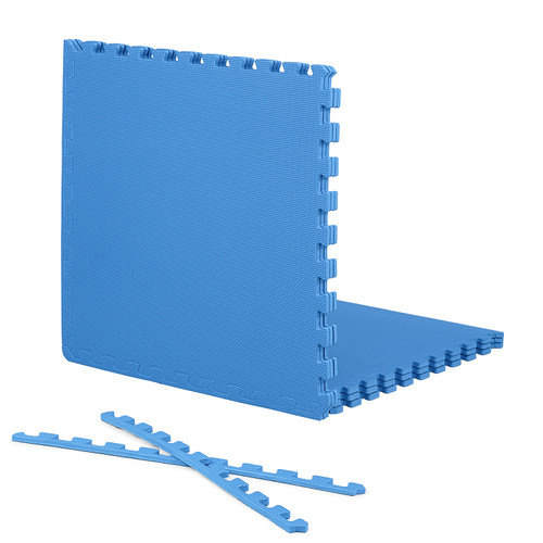 1/2-Inch Thickness Interlocking Reversible Exercise Foam Mats, T-pattern Gym Flooring Tiles, Blue 1/2-Inch Thickness Interlocking Reversible Exercise Foam Mats, T-pattern Gym Flooring Tiles, Blue