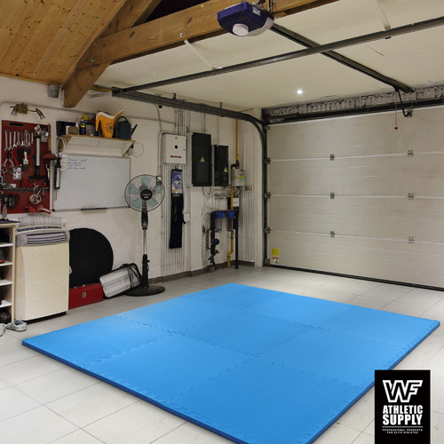 1/2-Inch Thickness Interlocking Reversible Exercise Foam Mats, T-pattern Gym Flooring Tiles, Blue 1/2-Inch Thickness Interlocking Reversible Exercise Foam Mats, T-pattern Gym Flooring Tiles, Blue