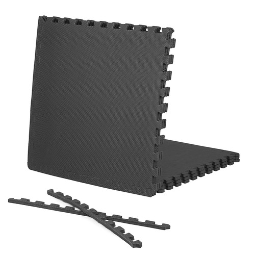 1/2-Inch Thickness Interlocking Reversible Exercise Foam Mats, T-pattern Gym Flooring Tiles, Black 1/2-Inch Thickness Interlocking Reversible Exercise Foam Mats, T-pattern Gym Flooring Tiles, Black