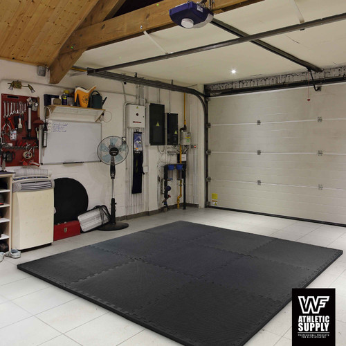 1/2-Inch Thickness Interlocking Reversible Exercise Foam Mats, T-pattern Gym Flooring Tiles, Black