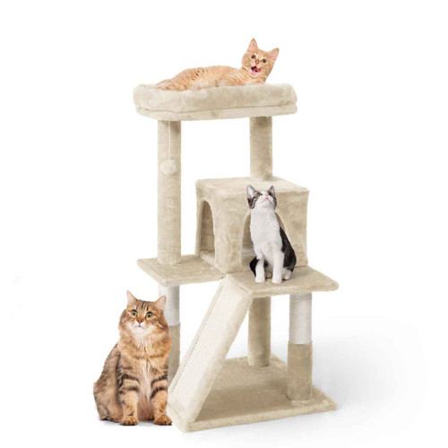 37" Multi-Level Cat Tree for Indoor Cats with Condo & Scratch Posts
