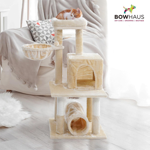 40" Multi-Level Cat Tree with Hammock, Condo, Tunnel & Platform 40" Multi-Level Cat Tree with Hammock, Condo, Tunnel & Platform