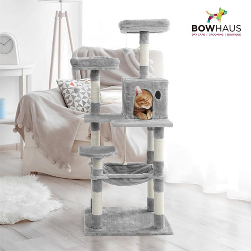 58" Multi-Level Cat Tree with Condo, Hammock, Platforms & Play Ball 58" Multi-Level Cat Tree with Condo, Hammock, Platforms & Play Ball